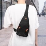 Sling Crossbody Bag, Lightweight Hiking Daypack Shoulder Chest Bag with Camouflage Front Pocket, Black