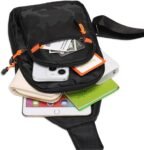 Sling Crossbody Bag, Lightweight Hiking Daypack Shoulder Chest Bag with Camouflage Front Pocket, Black