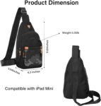 Sling Crossbody Bag, Lightweight Hiking Daypack Shoulder Chest Bag with Camouflage Front Pocket, Black