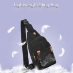 Sling Crossbody Bag, Lightweight Hiking Daypack Shoulder Chest Bag with Camouflage Front Pocket, Black